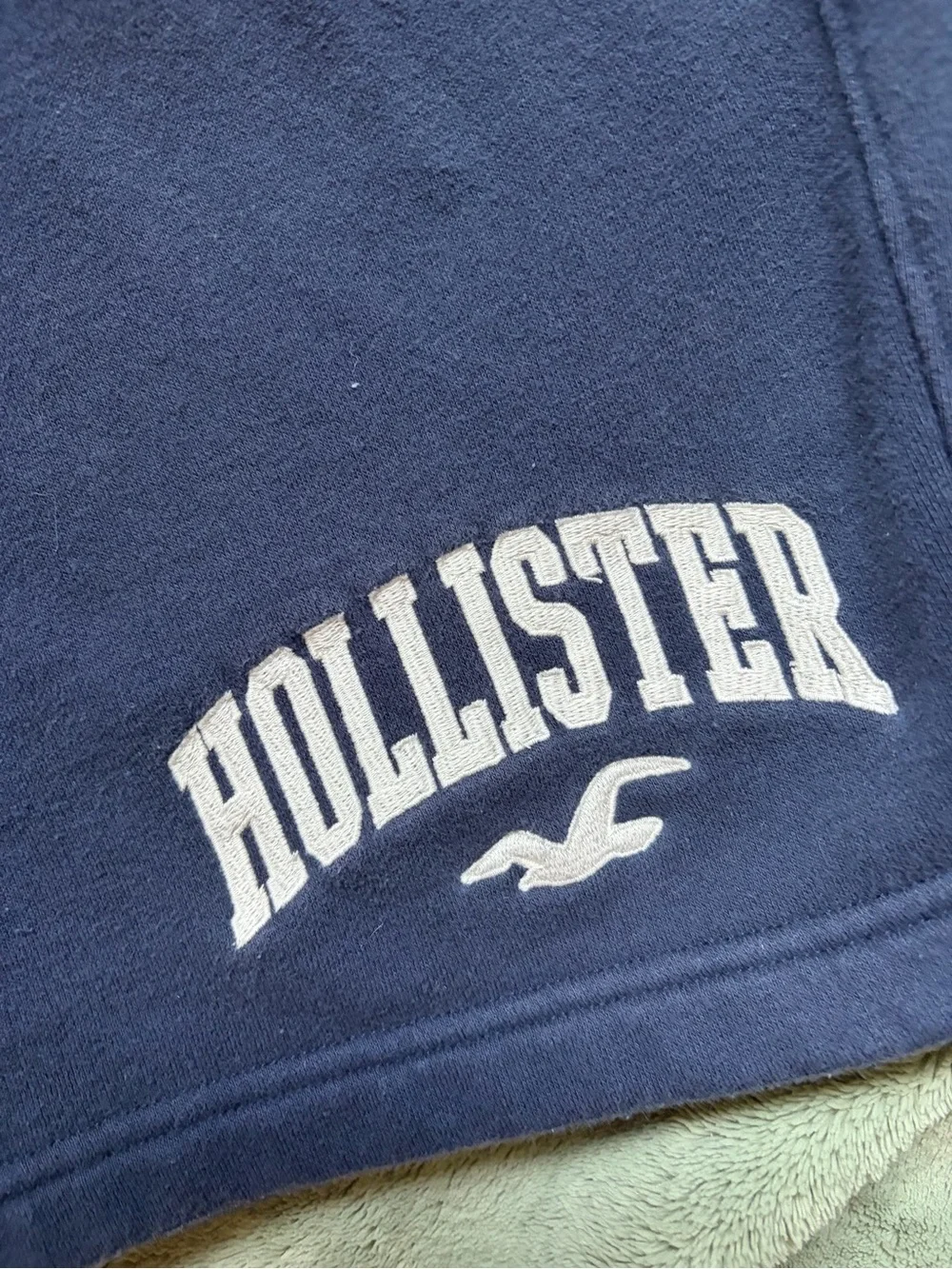 Hollister Men's Navy Blue Logo Drawstring Athletic Shorts